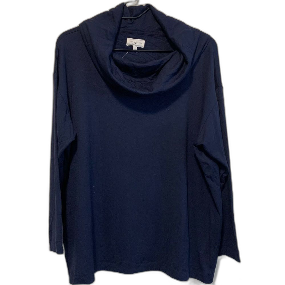 Lou & Grey Blue Cowl Neck knit Signature Soft Sweater size small
